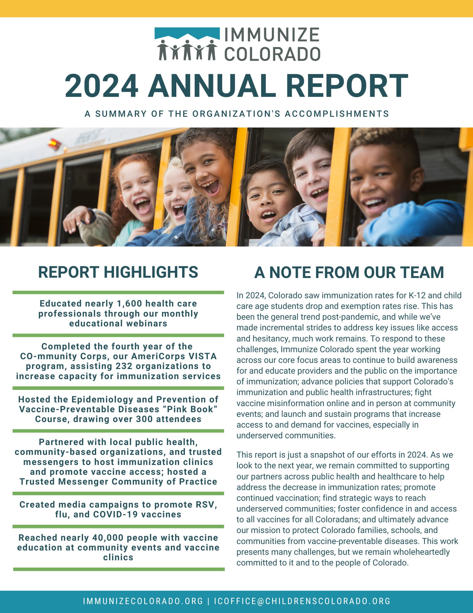 Immunize Colorado 2024 Annual Report